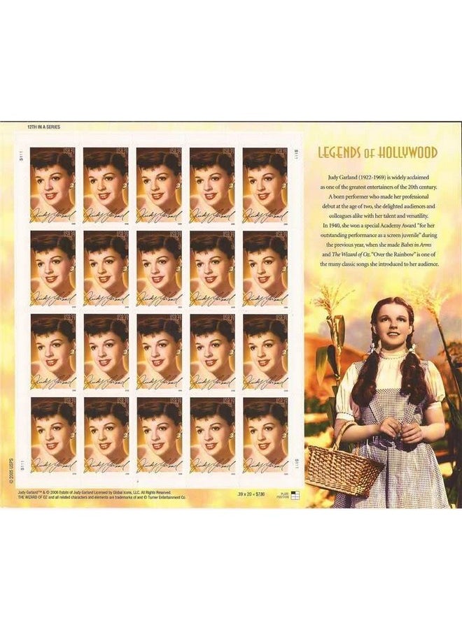 USPS Judy Garland Legends Of Hollywood 20 X 39 Cent Stamps Usa 2006 Scott 4077  - Image 2