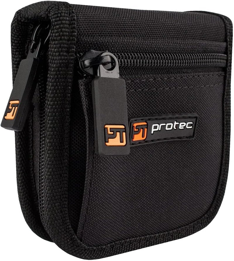Pro Tec Trumpet/Small Brass Multiple (2-Piece) Nylon Mouthpiece Pouch with Zipper Closure, Model A220ZIP,Black