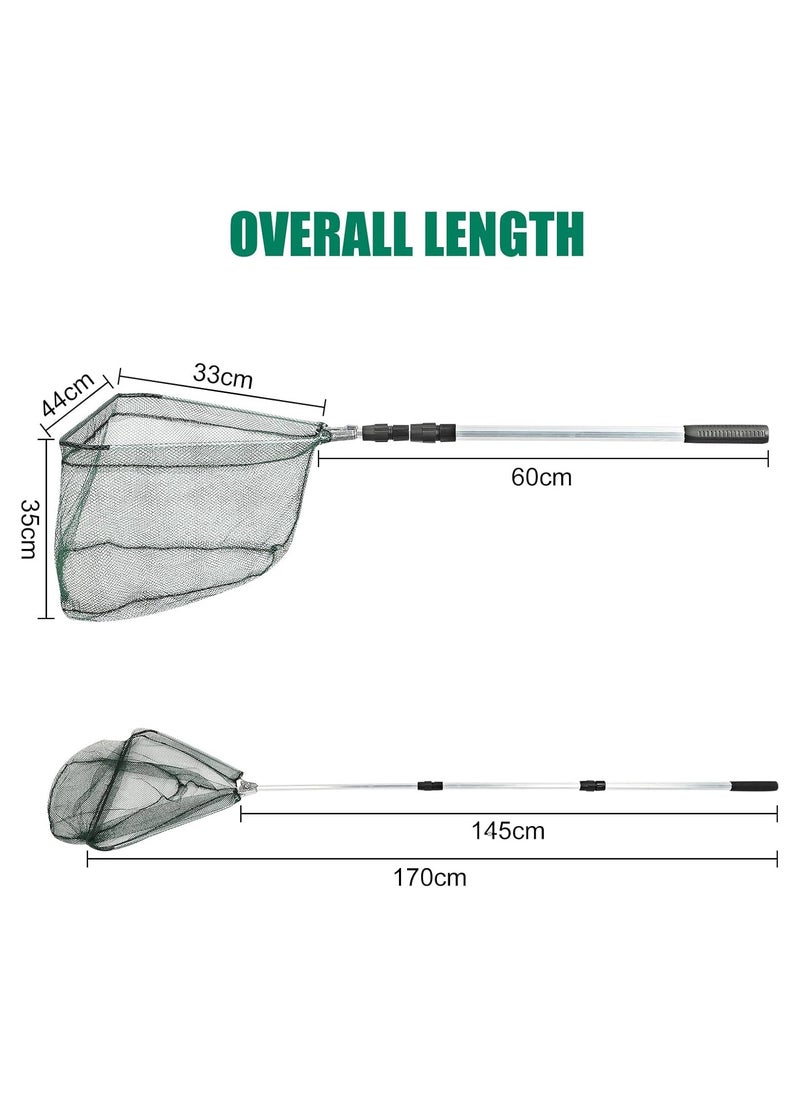 Generic Fishing Landing Net 60cm - 170cm Portable Telescopic Foldable Collapsible with Long Handle Portable Release Lightweight Extensible Fishing Landing Net for Bird Fish Catch  - Image 2