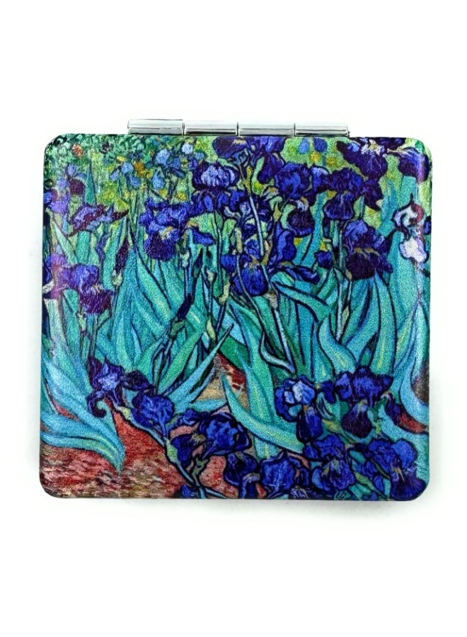 Aeisage Compact Mirror Square Irises Van Gogh Pocket Mirror for Women Small Travel Mirror Magnifying Floral Purse Mirror Compact Unique Gift for Women - Image 4
