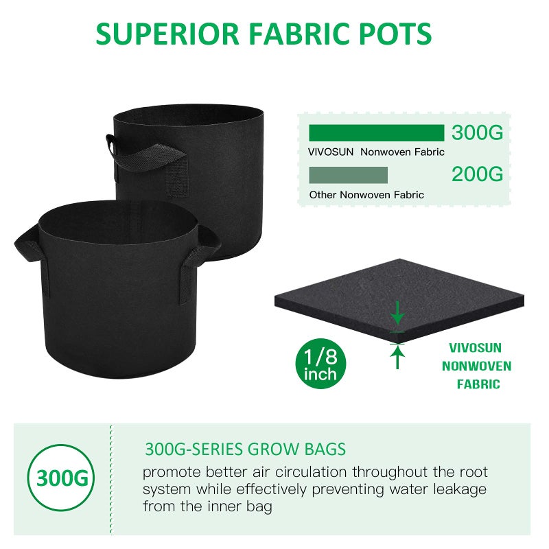 JNYONG JNYONG 12-Pack 3 Gallon Thickened Non-Woven Grow Bags, Aeration Fabric Pots with Handles  - Image 4