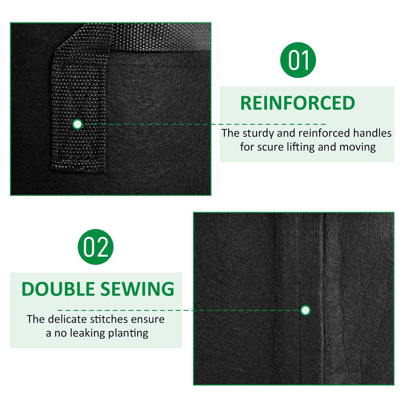 JNYONG JNYONG 12-Pack 3 Gallon Thickened Non-Woven Grow Bags, Aeration Fabric Pots with Handles  - Image 3