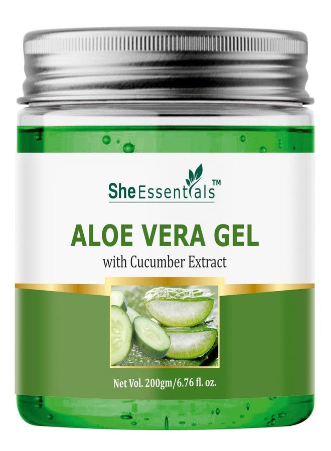 She Essentials Aloe Vera Gel For Face, with Pure Aloe Vera & Cucumber Extract for Skin and Hair - 200ml - Image 1