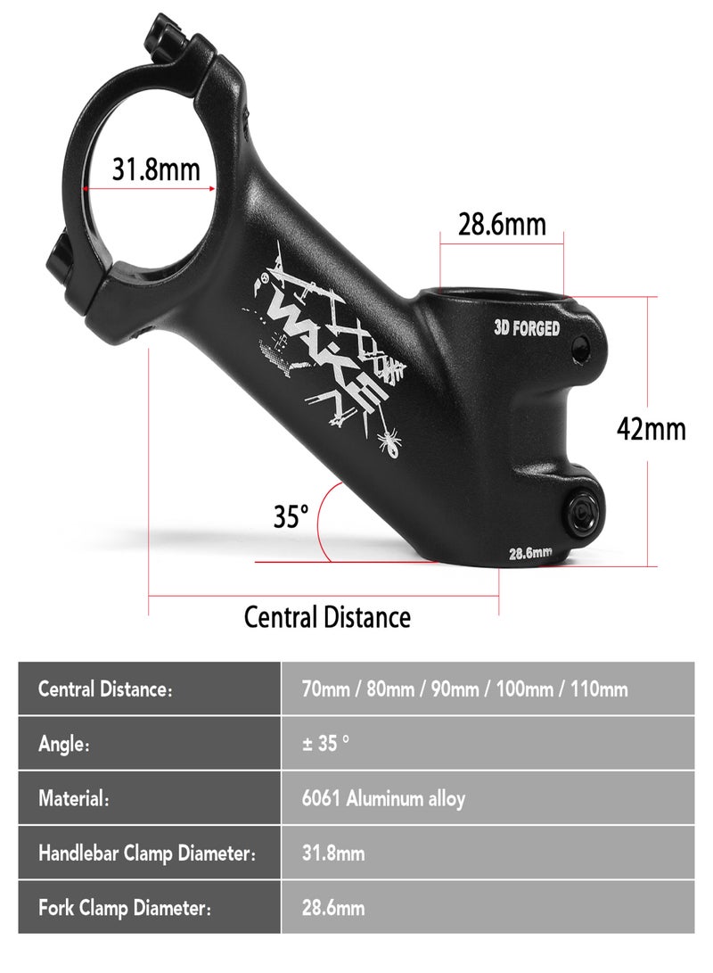WAKE 35 Degree Bicycle Stem Ultralight Bicycle Stem Mountain Road Bike Stem for 31.8mm Handlebar - Image 2