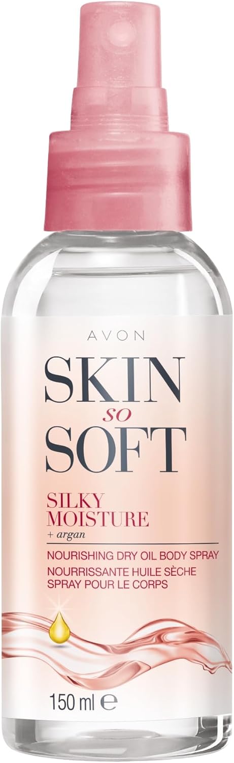 Avon Skin So Soft Silky Moisture Nourishing Dry Oil Spray 150ml Locks in Moisture Formulated with Argan Oil Quick Dry Formula Cruelty Free