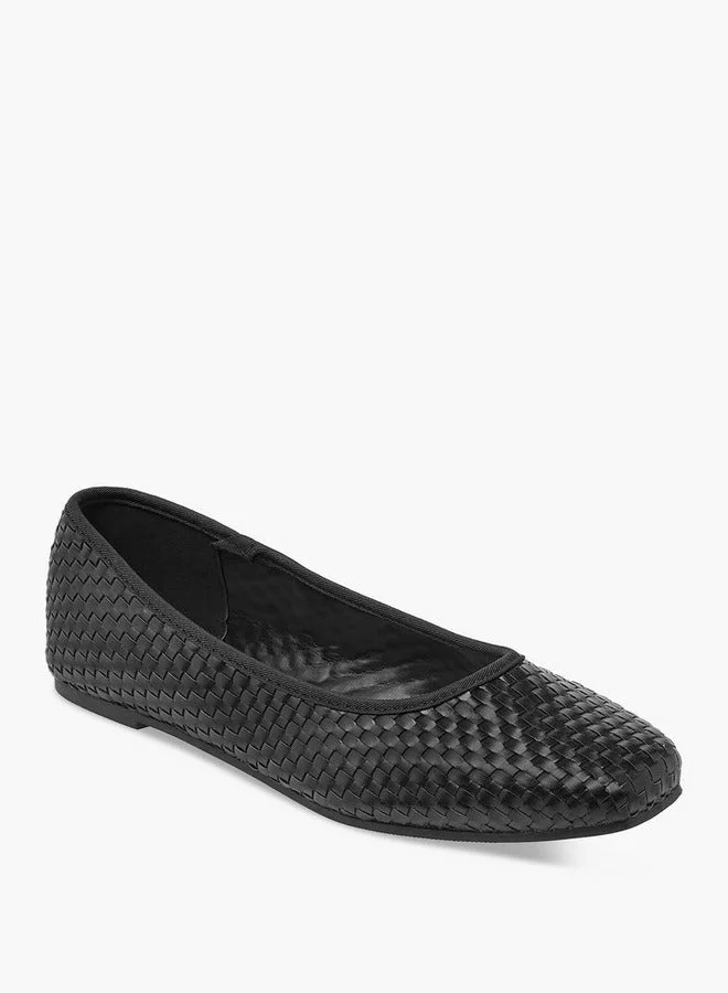 Flora Bella By Shoexpress Women Textured Square Toe Slip-On Ballerina Shoes