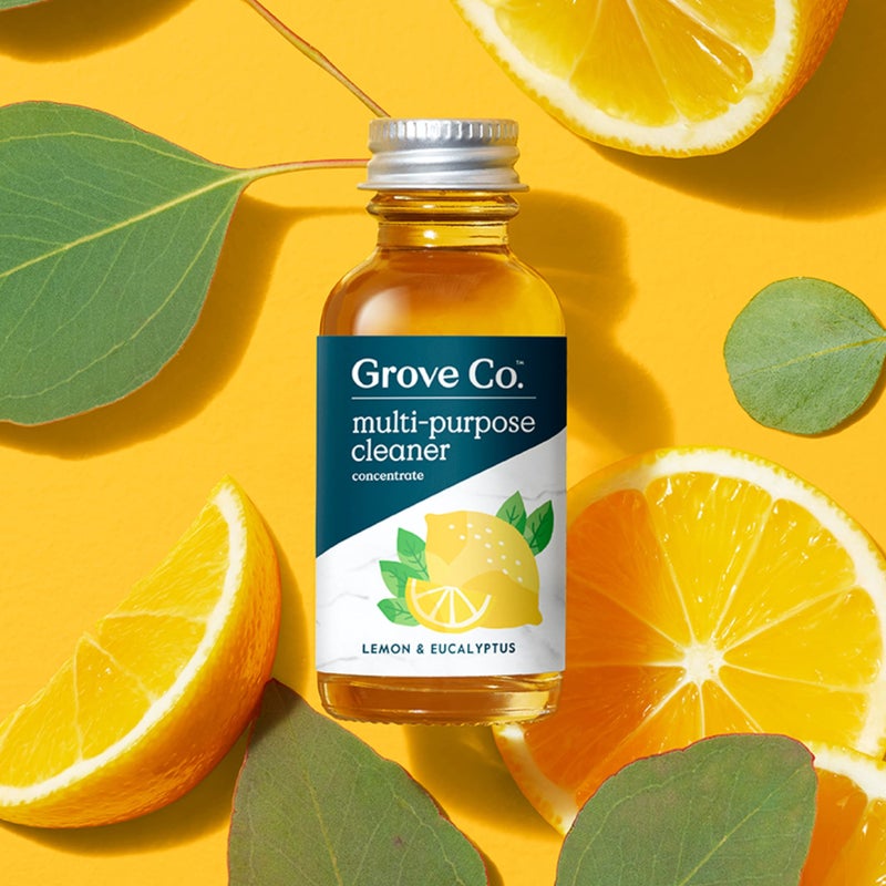 Grove Co. Multi-Purpose Cleaner, Refill Concentrate (6 x 1 Fl Oz) Plant-based Household Cleaning Supplies, Ammonia & Chlorine Free, No Plastic Waste, Lemon & Eucalyptus Scent, Total 3 x 2 Pack Refills - Image 2