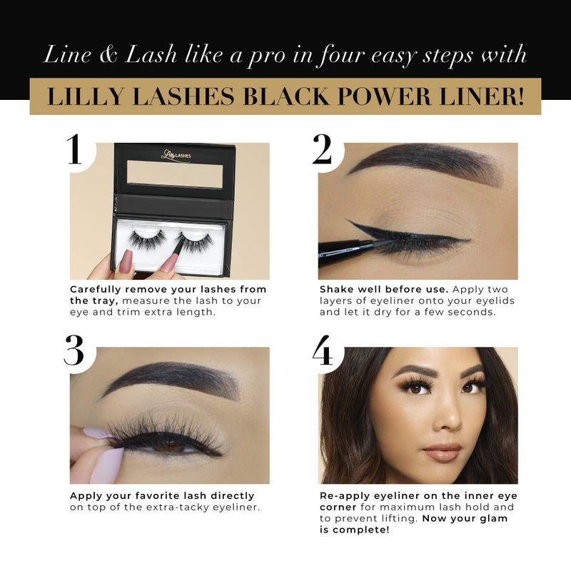 Lilly Lashes 2-in-1 Eyeliner and Lash Adhesive, Black, Waterproof, Long-lasting - Image 4