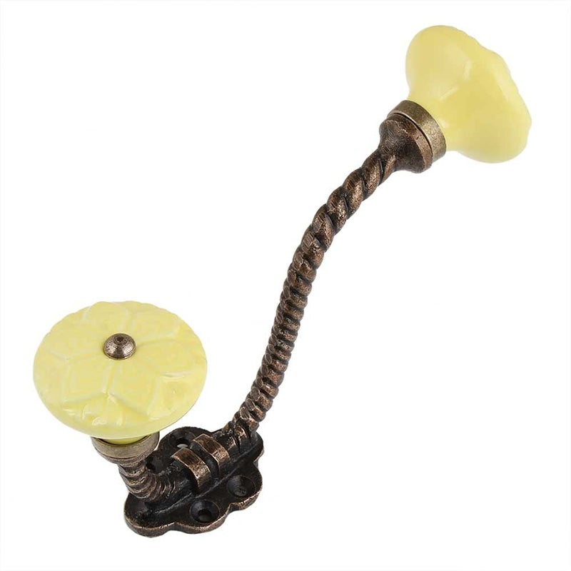 Indian-Shelf IndianShelf 6 Packs Decorative Coat Hooks Unique Wall Hooks Kids Ceramic Coat Rack Wall Mounted Yellow Towel Holder Exclusive Hangers - Image 1