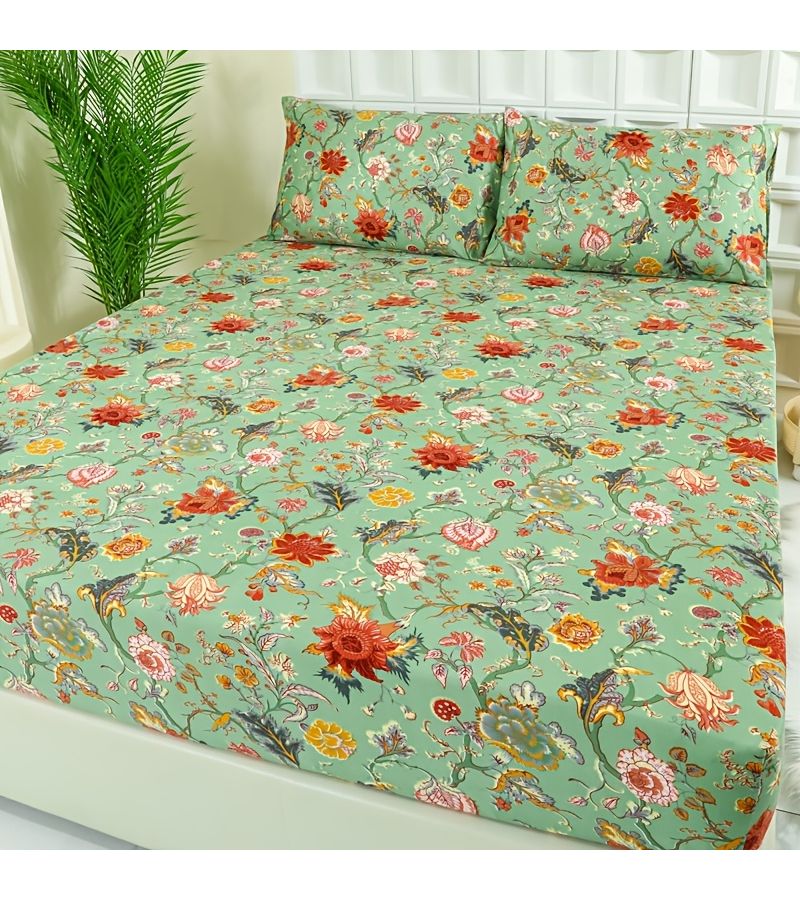 3pcs Fitted Sheet Set Includes Dream Among the Teng Branches Patterned Bed Sheet And Two Pillowcases Comfortable Breathable Fabric Suitable For All Seasons Size 47.24 by 78.74 Inches - Image 5