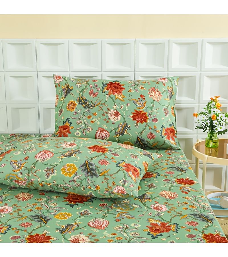 3pcs Fitted Sheet Set Includes Dream Among the Teng Branches Patterned Bed Sheet And Two Pillowcases Comfortable Breathable Fabric Suitable For All Seasons Size 47.24 by 78.74 Inches - Image 4