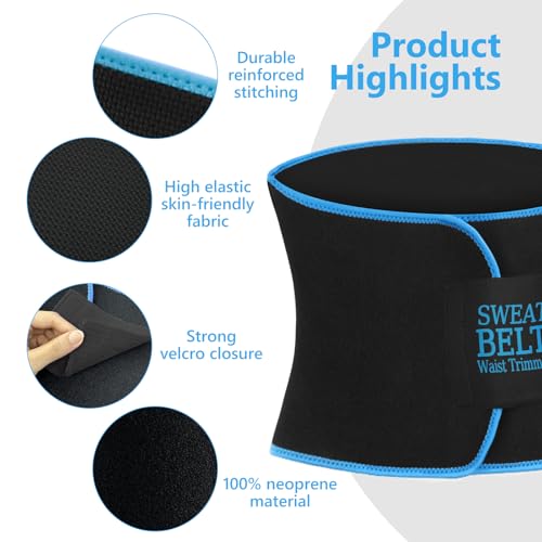 AMZBOSS Waist Trainer for Women Lower Belly Fat, Waist Sweat Band for Women, Belly Band Sweat Belt, Stomach Wrap, Faja Body Shaper (Blue, Large) - Image 4
