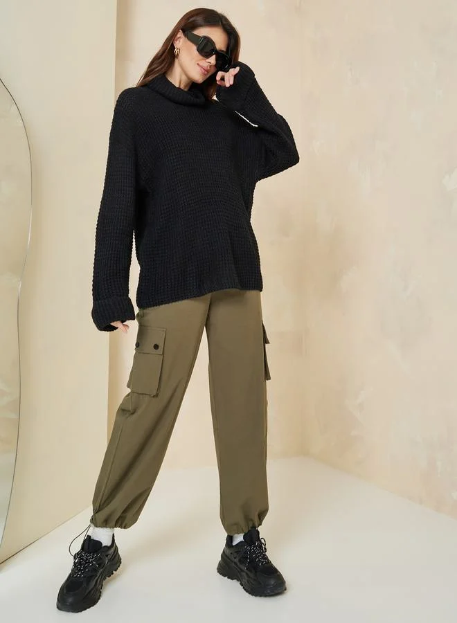 Styli Oversized Chunky Knit Turtle Neck Sweater