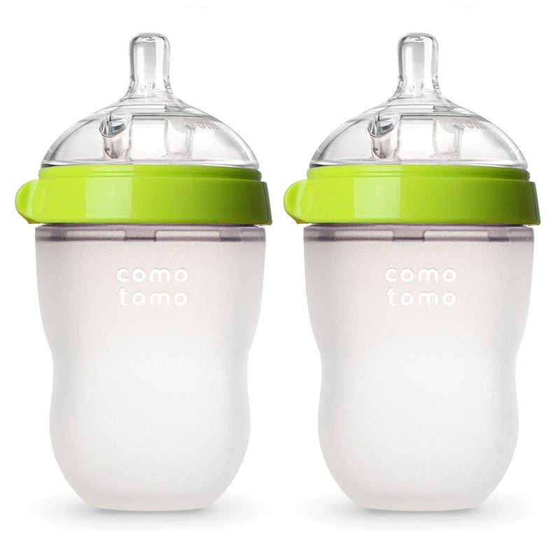 Comotomo Baby Bottle Double Pack, Green, 8oz - Image 1