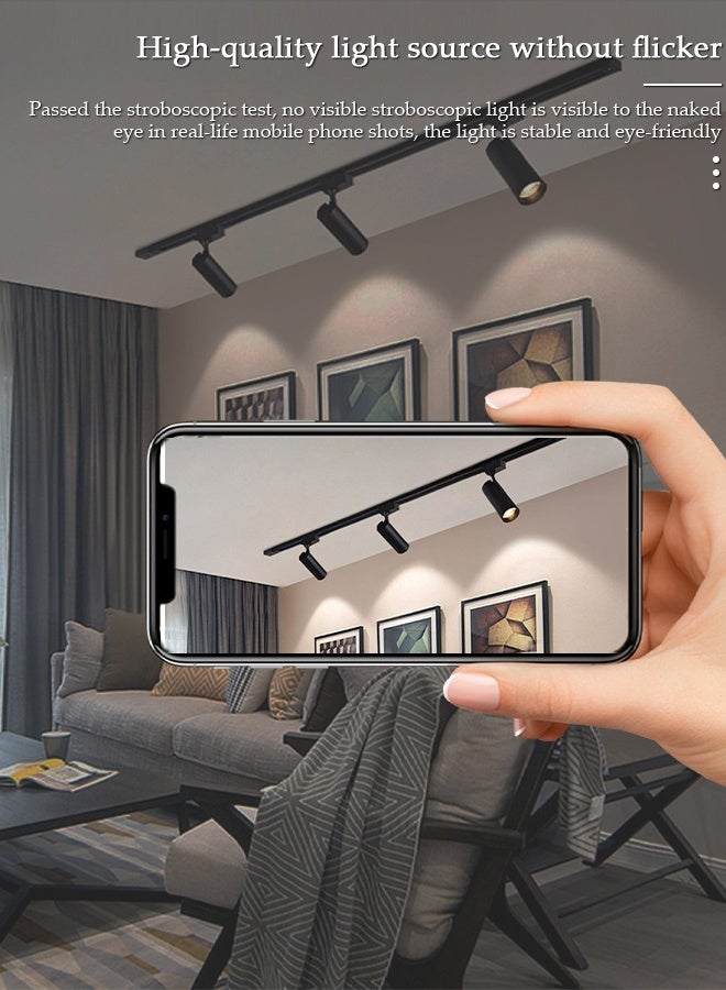 DUNISO طقم إضاءة مسار LED، طقم إضاءة 3 رؤوس، رؤوس إضاءة قابلة للدوران، مصابيح سقف للمعارض، الممرات، غرفة الطعام، غرفة النوم، أسود غير لامع (إضاءة - 3 قطع) - Image 2