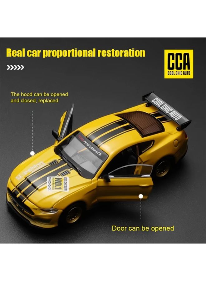 1 42 Ford Mustang GT 2018 Yellow Classic Car Model Collectible Toy Gift - Image 4
