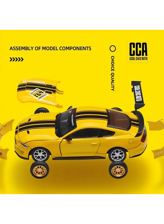 1 42 Ford Mustang GT 2018 Yellow Classic Car Model Collectible Toy Gift - Image 3