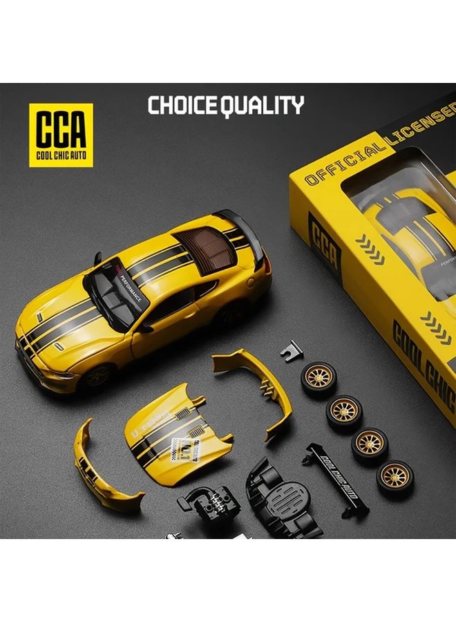 1 42 Ford Mustang GT 2018 Yellow Classic Car Model Collectible Toy Gift - Image 1