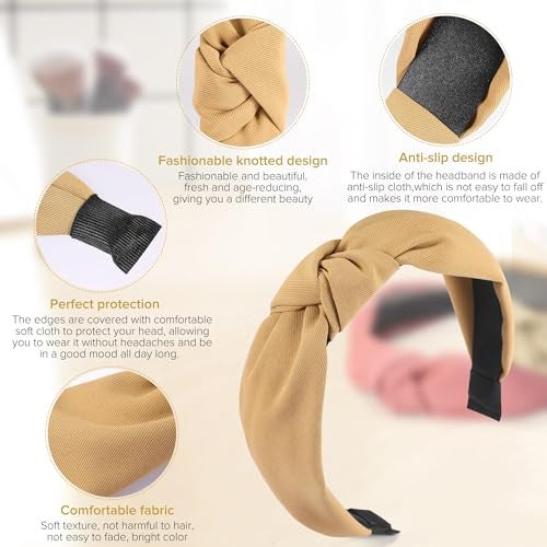 DiyJibb Headbands for Women Girls - 6PCS Stylish Top Knotted Headbands - Knotted Headband for Women - Head Bands Wide Hairband Hair Accessories - Image 3