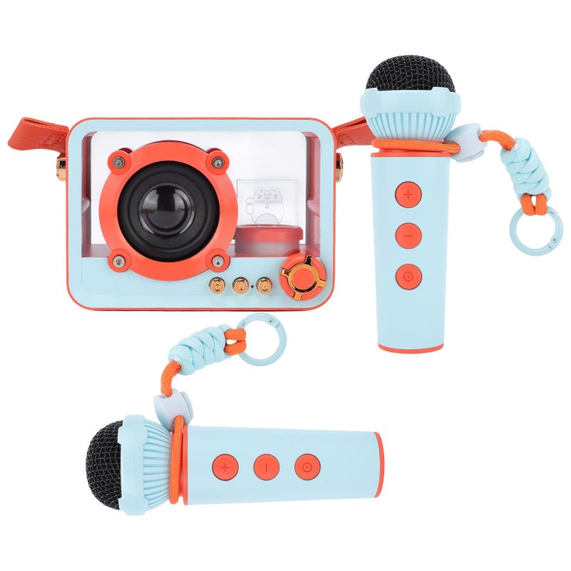 Orange Portable Karaoke Machine With 2 Wireless Microphones For Home Party Outdoor Travel - Image 5