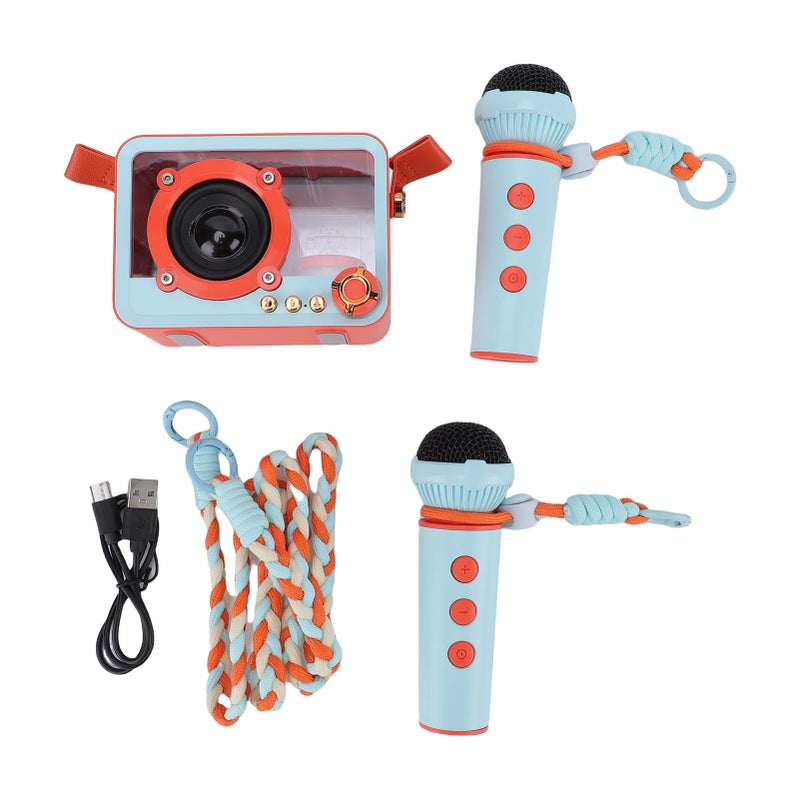 Orange Portable Karaoke Machine With 2 Wireless Microphones For Home Party Outdoor Travel - Image 2