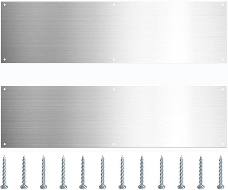 Stainless Steel Door Kick Plate And Bottom Protector 2 Pack Easy Install Resists Scratches - Image 1