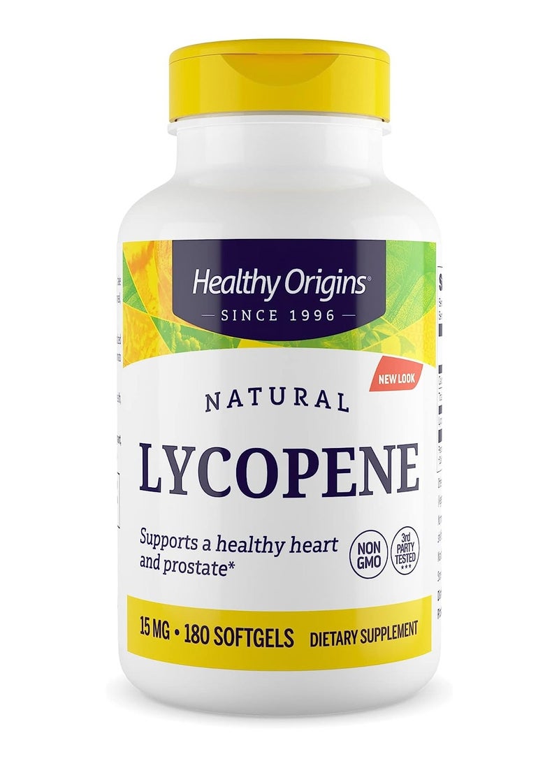 Healthy Origins Natural Lycopene, Supports Healthy Heart and Prostate( Non GMO ) Dietary Supplement - 15 mg 180 Softgels  - Image 1