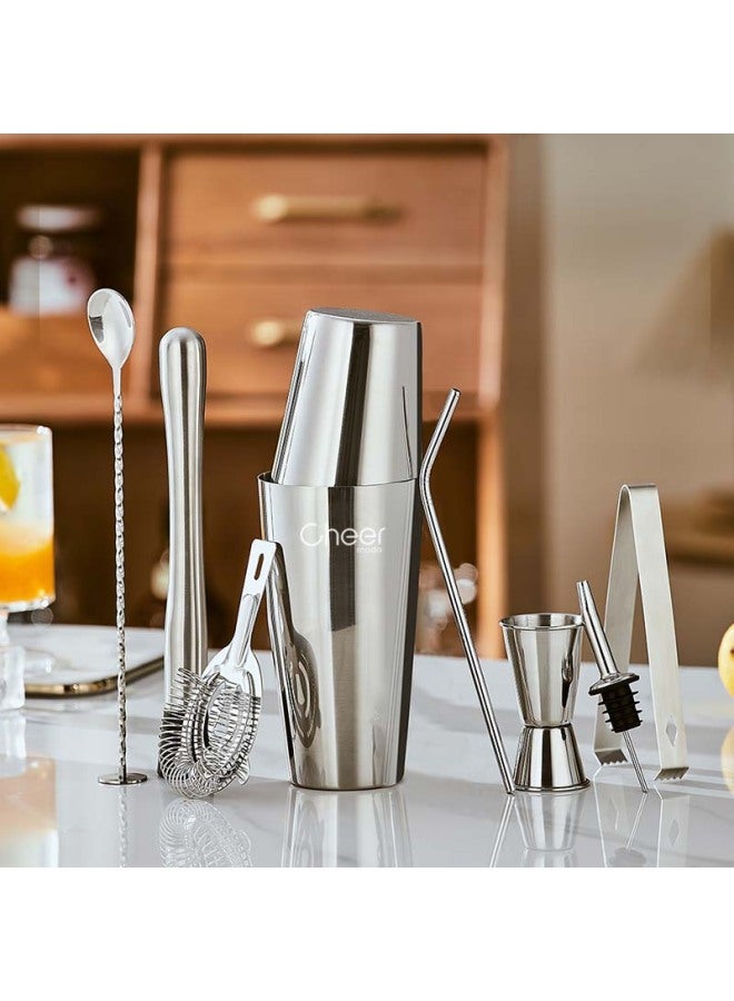 Cheer 304 Stainless Steel Cocktail Shaker Set For Milk Tea Shop Handmade Lemon Squeezer Cocktail Shaker Snow Cup Pot 15-piece Set - Image 3