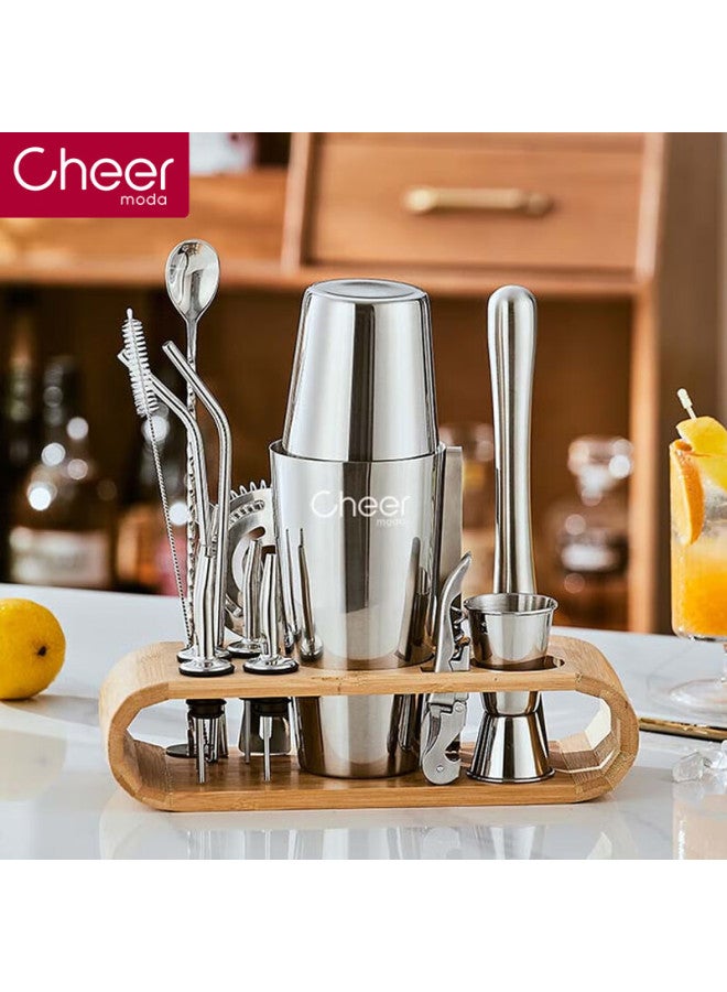 Cheer 304 Stainless Steel Cocktail Shaker Set For Milk Tea Shop Handmade Lemon Squeezer Cocktail Shaker Snow Cup Pot 15-piece Set - Image 1