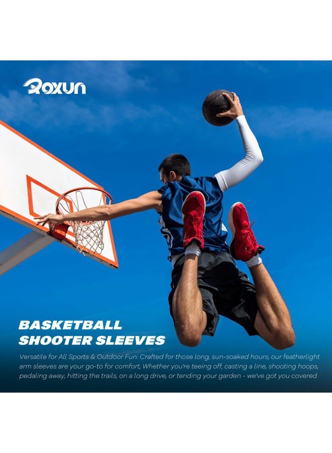 ROXUN Arm Sleeves, Cooling UV Sun Protection Sports Compression for Men/Women, 4 Pairs - Black+white+navy+blue, One size - Image 3