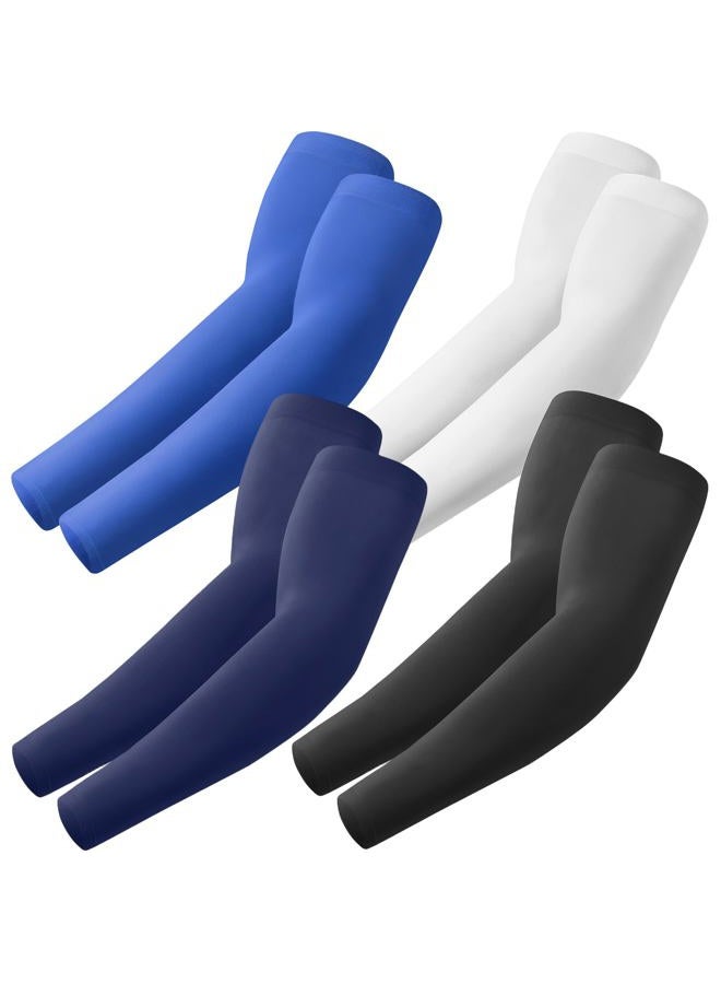 ROXUN Arm Sleeves, Cooling UV Sun Protection Sports Compression for Men/Women, 4 Pairs - Black+white+navy+blue, One size - Image 1
