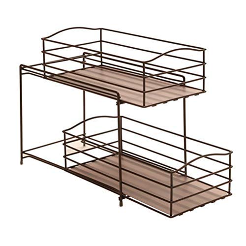INDIAN DECOR. 28978 Sliding Basket Drawer Kitchen Counter and Cabinet Organizer, 2-Tier, Black - Image 4