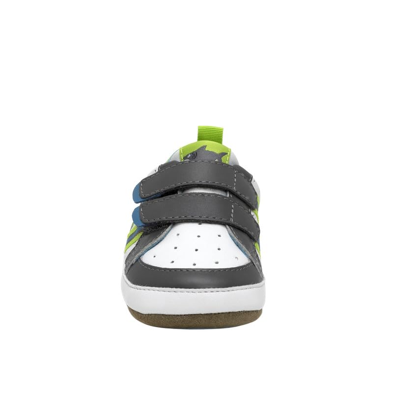 Robeez First Kicks Baby Boys and Unisex Shoes and Sneakers for Infant/Toddlers, Brooks Grey Leather, 9-12 - Image 3