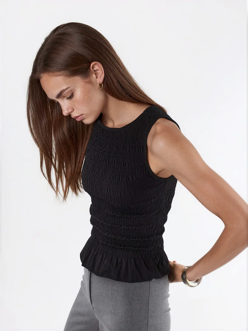 بوسيم BUSEM Textured Frilly Shell Top