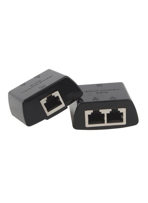 RJ45 to 2 x RJ45 Ethernet Network Coupler Thunder Lightning Protection (Black)