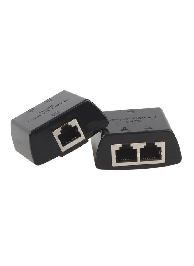 BURAQ RJ45 to 2 x RJ45 Ethernet Network Coupler Thunder Lightning Protection (Black)  - Image 1