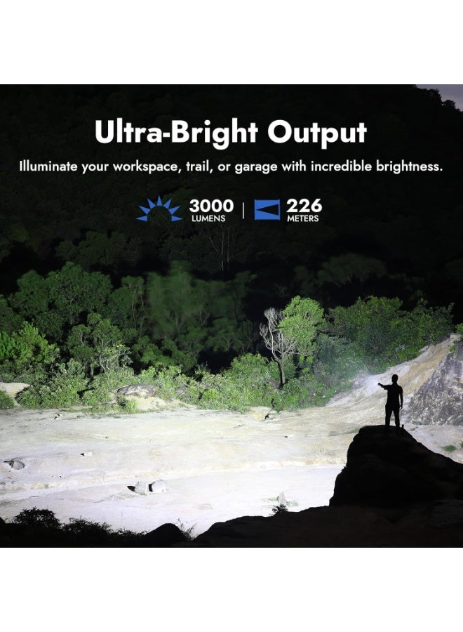 WUBEN L3 Flashlights High Lumens, 3000 Lumen Bright Flashlight Rechargeable, Dual-way USB C Charging 7 Light Mode, IP68 Handheld Flashlight for Tactical/Outdoor/Dog Walking, Tool Gifts for Men - Image 4