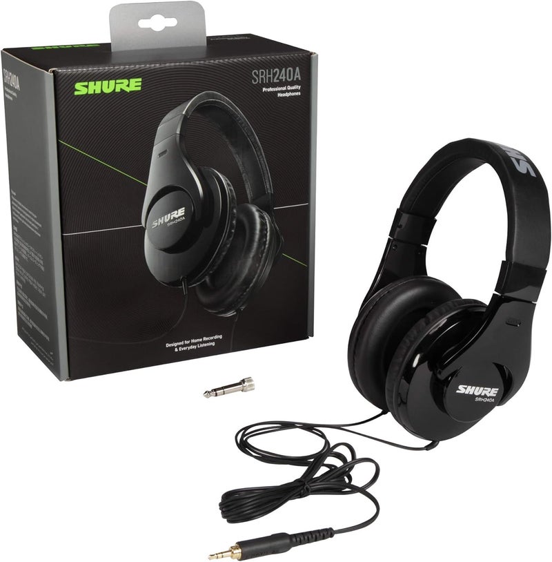 Shure SRH240A, Professional Quality Headphones, Wired, Comfortable, Premium Audio Playback, Perfect for Home Recording & Everyday Use, Black (Official KSA Version) - Image 2