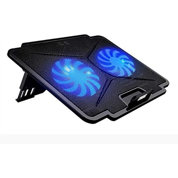 rayihni TARKAN DUAL FAN COOLING PAD WITH DUAL LED, FAN CONTROL SWITCH, USB 2.0 HUB, MULTI ANGLE STAND, SUITABLE FOR UPTO 15.6 INCH LAPTOPS - Image 1
