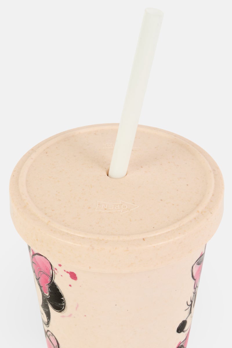 Disney Minnie Mouse Bamboo Fiber Tumbler With Straw 473 ml, Cream - Image 3