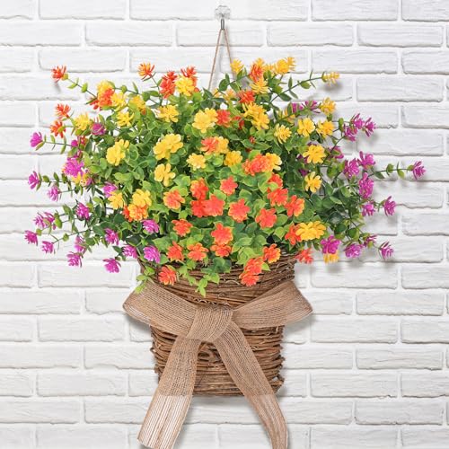 Dolicer Door Hanger Basket Wreath 138 Inch Hanging Outdoor Artificial Flowers Front Door Wreath Beautiful Spring Summer Wreaths for Front Door Welcome Sign Home Porch Courtyard Farmhouse Decor - Image 1