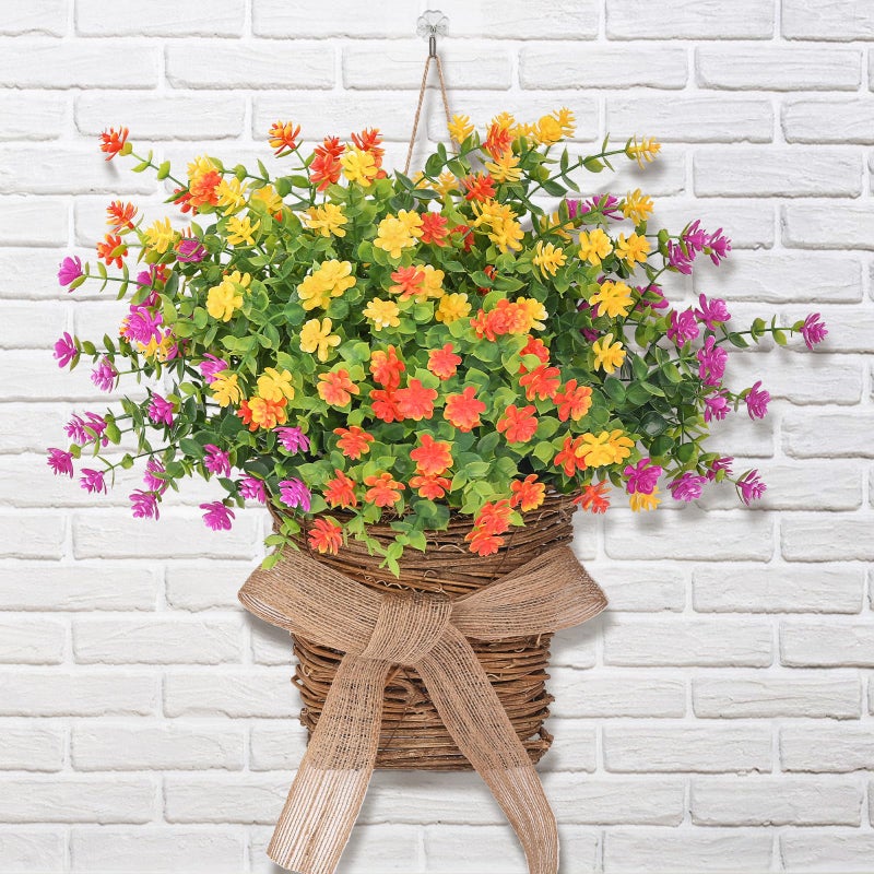 Dolicer Door Hanger Basket Wreath 138 Inch Hanging Outdoor Artificial Flowers Front Door Wreath Beautiful Spring Summer Wreaths for Front Door Welcome Sign Home Porch Courtyard Farmhouse Decor - Image 2