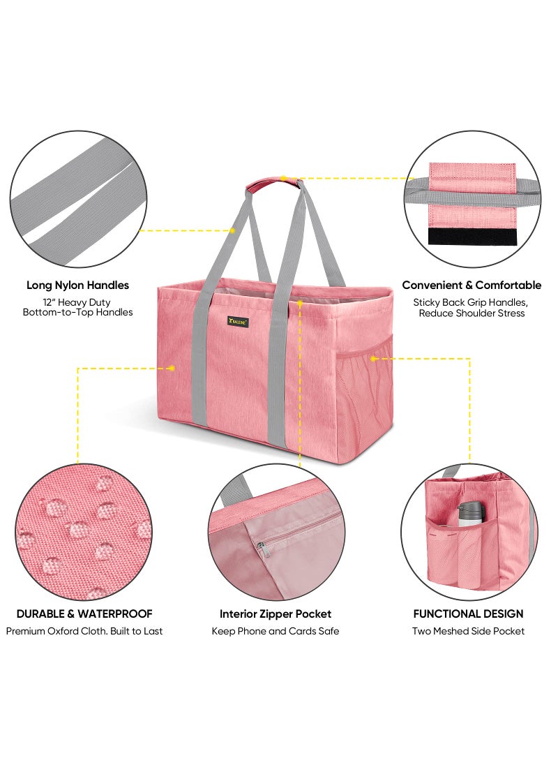 BALEINE Soft 9 Gallon Extra Large Utility Tote  Foldable Reusable Storage Bag (Peach Pink)