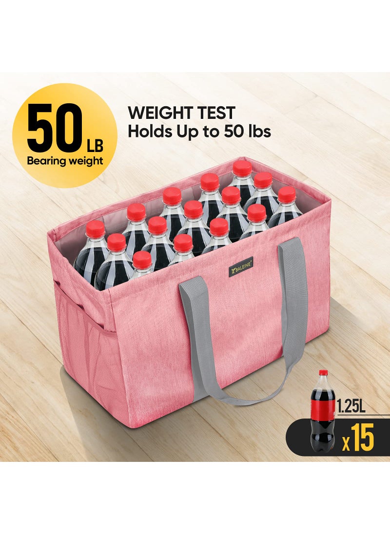 BALEINE Soft 9 Gallon Extra Large Utility Tote  Foldable Reusable Storage Bag (Peach Pink)