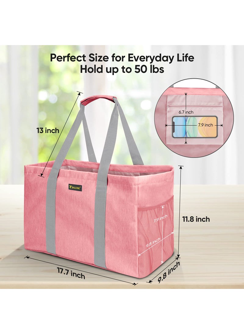 BALEINE Soft 9 Gallon Extra Large Utility Tote  Foldable Reusable Storage Bag (Peach Pink)