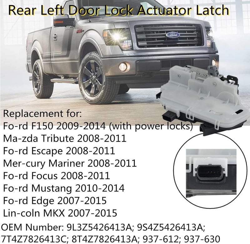 AKWH Door Lock Actuator Latch Rear Left 937-612 for Ford F150 Escape Mustang Focus Edge Lincoln MKX - Image 2