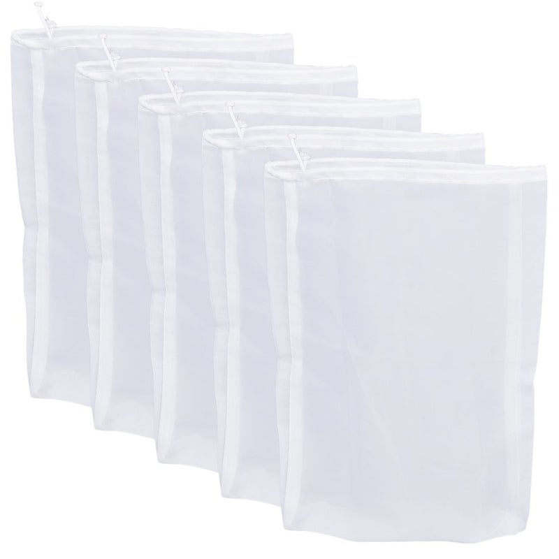 Pinfox 75 Micron Nylon Straining Bag Fine Mesh Food Strainer Bag Multi Purpose Food Grade Filter Bag for Nut Milk Juice Cold Brew Home Brewing 5 Packs 126 x 866