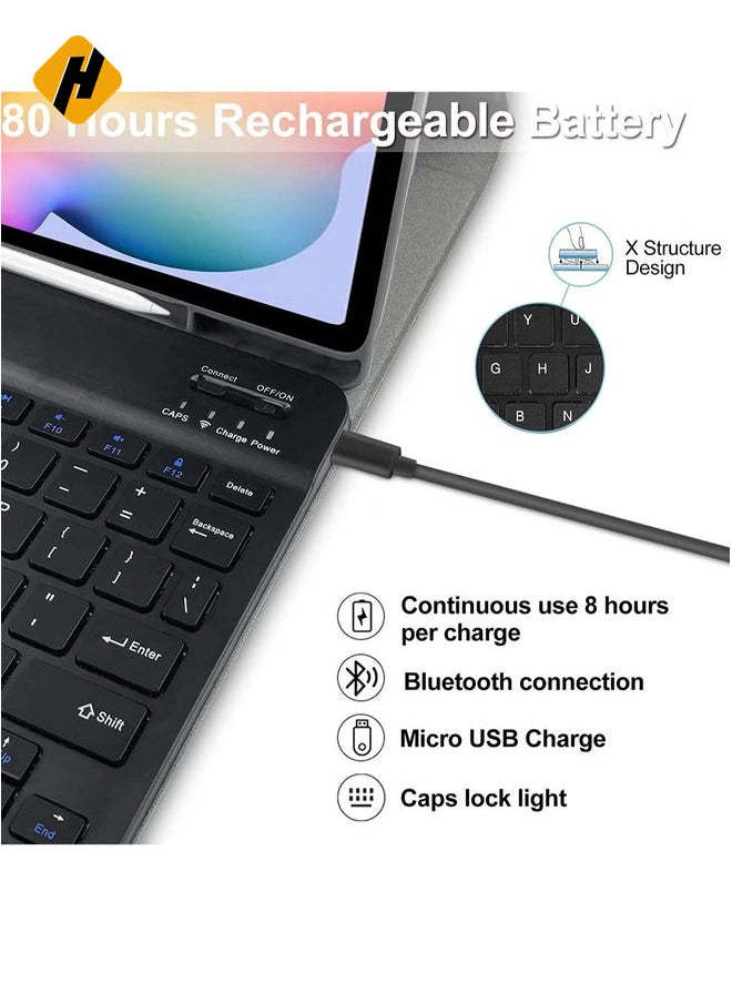HuHa Keyboard Case for Samsung Galaxy Tab S6 Lite 10.4'' (SM-P610/P615/P613/P619,2020/2022), Lachesis Business Leather Folio Cover with Detachable Magnetically Bluetooth Keyboard with S-Pen Holder, Black  - Image 3