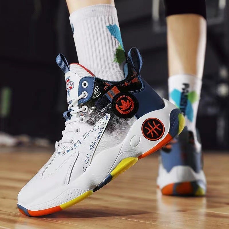 2024 Mens Spring High-Top Colorful Breathable Casual Sneakers White Blue 
