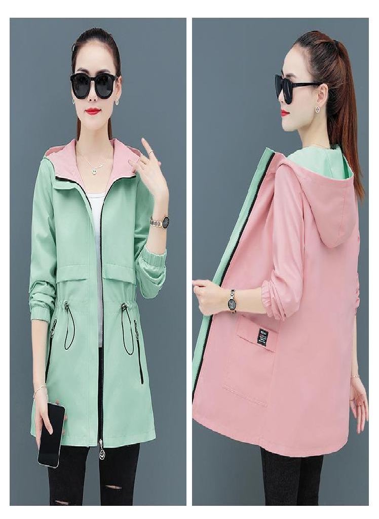 Eckek - Women 'S Windbreaker Jacket Ladies Spring And Autumn Hooded Windbreaker Jacket - Image 1